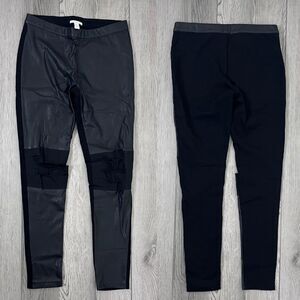 ASTARS Skylar Women Size M Black Mix Media Pullon Distressed Fuax Leather Thight